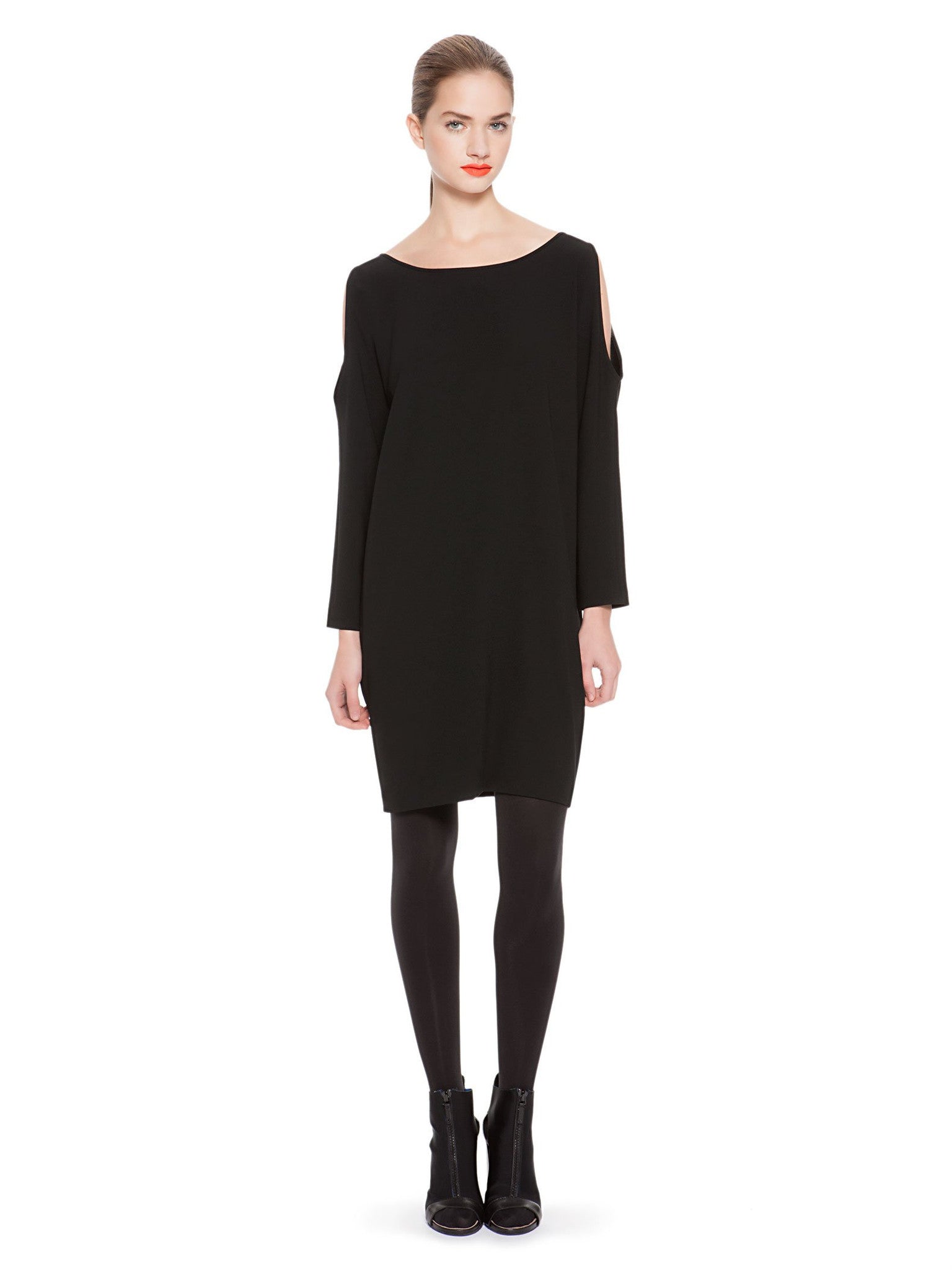 Image 1 of - ELBOW SLEEVE COLD SHOULDER DRESS